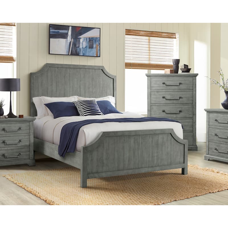 Martin Svensson Home Beach House Solid Wood Panel Bed, Dove Grey