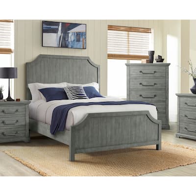 Martin Svensson Home Beach House Solid Wood Panel Bed, Dove Grey