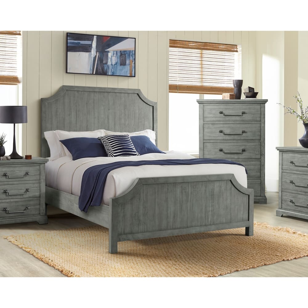Martin Svensson Home Beach House Solid Wood Panel Bed, Dove Grey