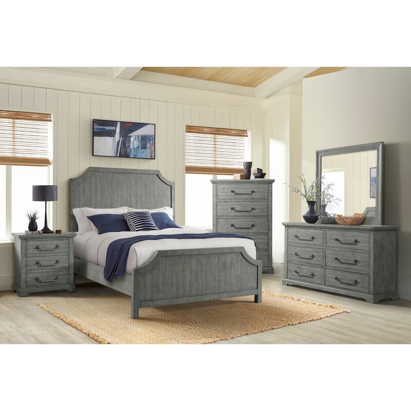 Martin Svensson Home Beach House Solid Wood Panel Bed, Dove Grey
