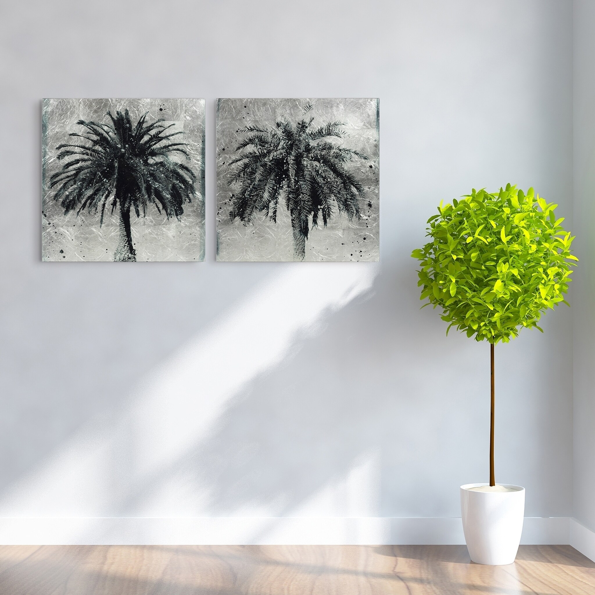 Palm Tree Wall Art Reverse Print Tempered Glass Wall Art Silver Leaf Overstock 31224250