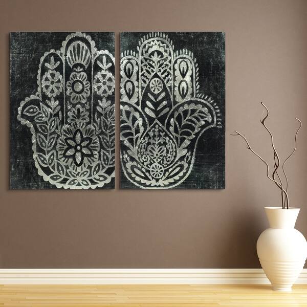 Shop Night Hamsa Wall Art Reverse Printed Tempered Glass With Silver Leaf On Sale Overstock 31224253