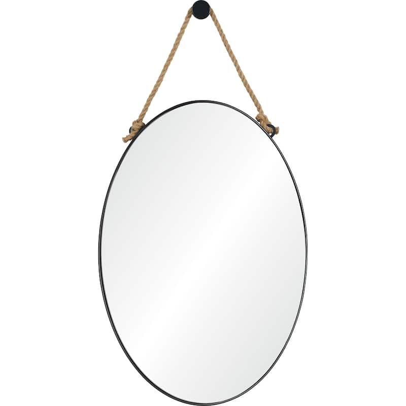 Renwil Parbuckle Framed Matte Black Mirror - Clear - Large