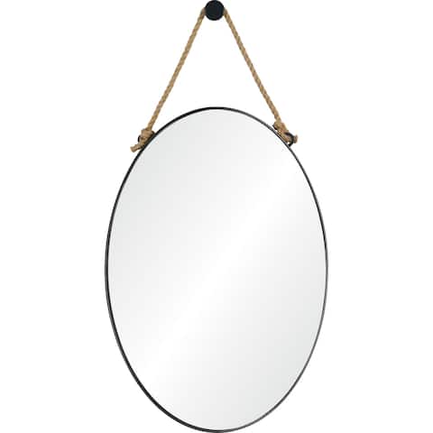 Renwil Parbuckle Framed Matte Black Mirror - Clear - Large