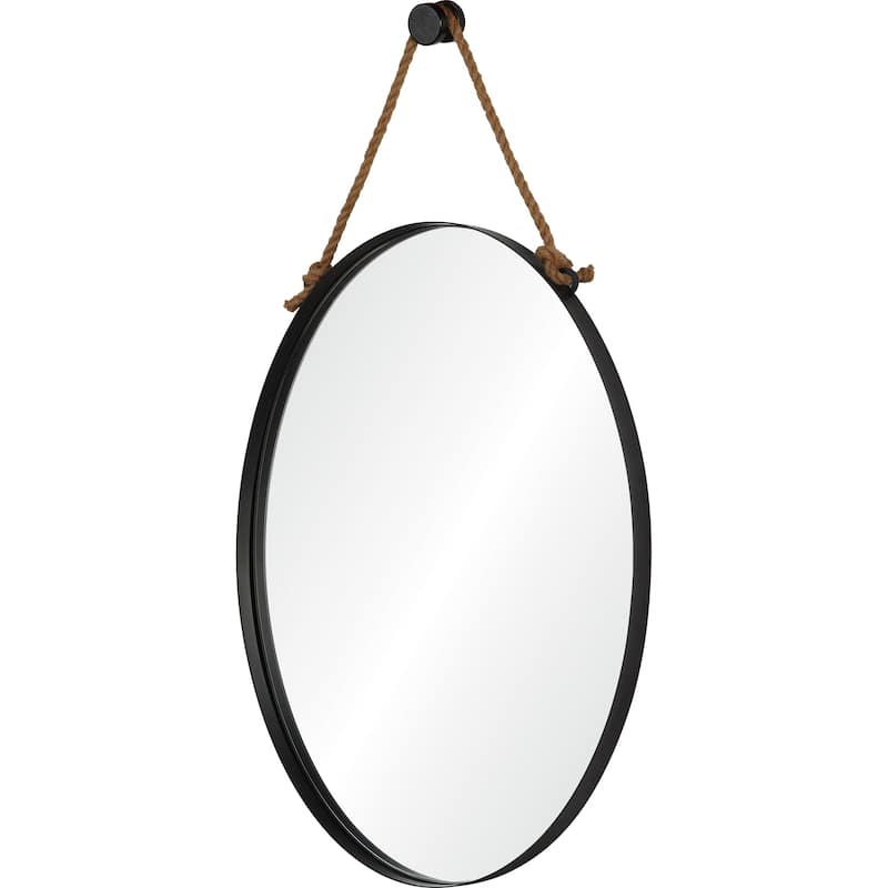 Renwil Parbuckle Framed Matte Black Mirror - Clear - Large