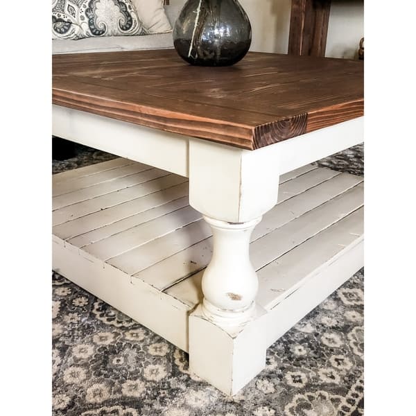 Shop Baluster Leg Farmhouse 36 Inch Square Coffee Table With Storage Shelf Overstock 31226630