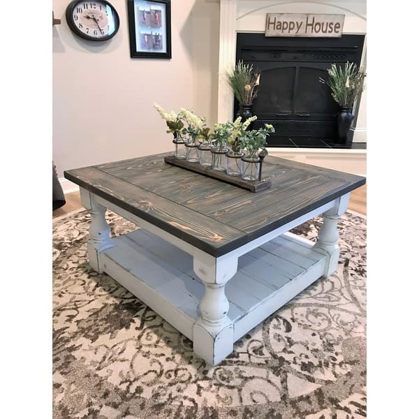 Shop Baluster Leg Farmhouse 36 Inch Square Coffee Table With Storage Shelf Overstock 31226630