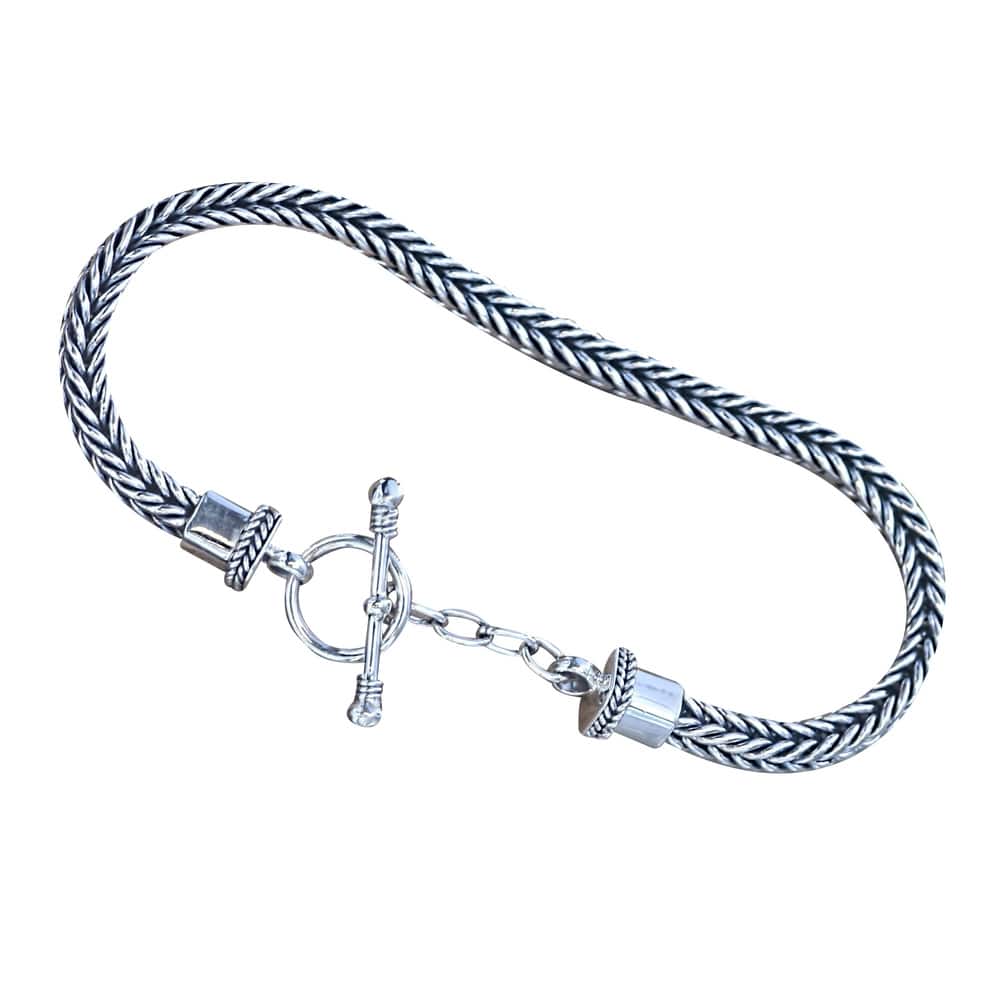 Handmade Dragon Bone Elegant Braided .925 Sterling Silver Bracelet (Indonesia)