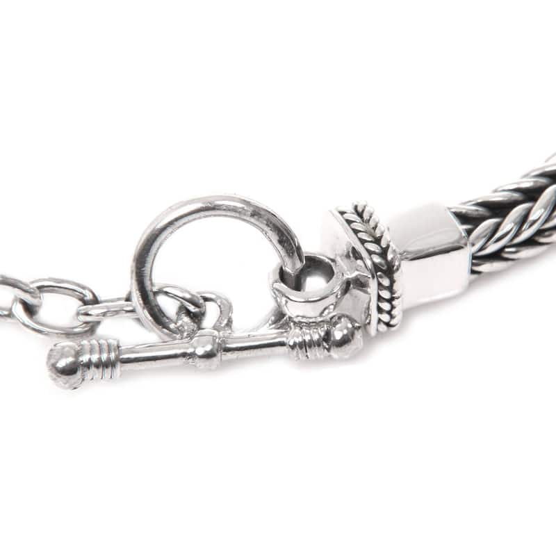 Handmade Dragon Bone Elegant Braided .925 Sterling Silver Bracelet (Indonesia)