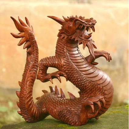 Legendary Dragon Traditional Artisan Hand Carved Home Decor Accent Desk Gift Paperweight Wo