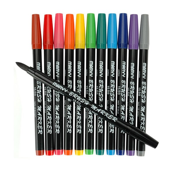 Shop Uchida Primary Colors Brush Marker Set (Pack of 12 ...