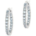 Glitzy Rocks Sterling Silver Inside-out Blue Topaz Hoop Earrings