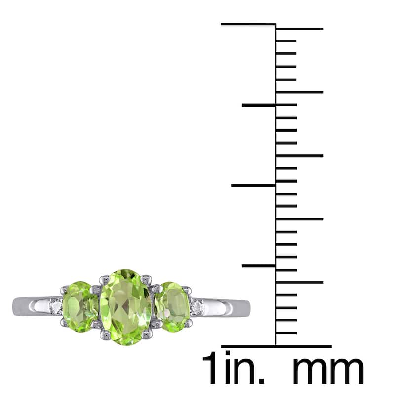 Miadora 10k White Gold Peridot and Diamond 3-stone Ring - Green