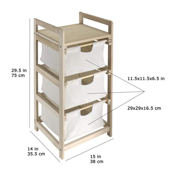 Shop Three Drawer Hamper And Storage Unit Free Shipping On