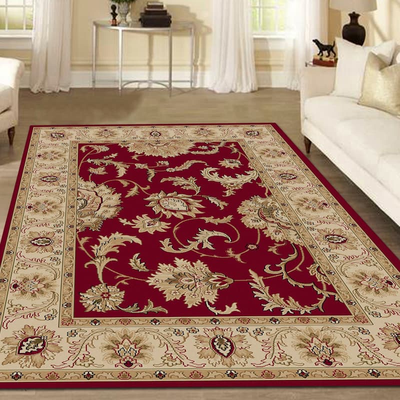 Admire Home Living Amalfi Traditional Floral Scroll Pattern Area Rug