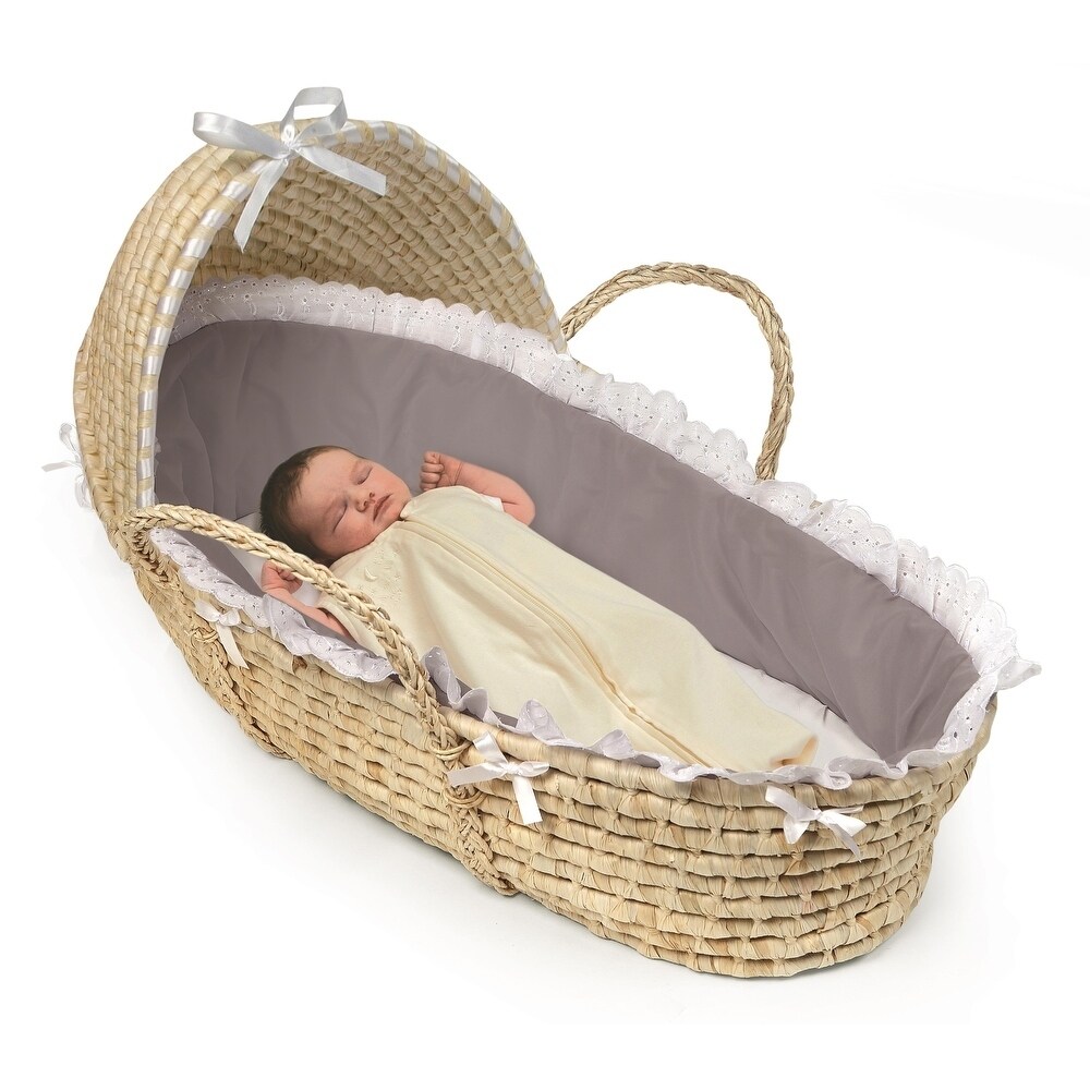 Badger Basket Natural Hooded Baby Moses Basket with Bedding (As Is 