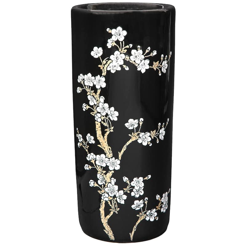 Handmade 17.5" Blossom Umbrella Stand - Black