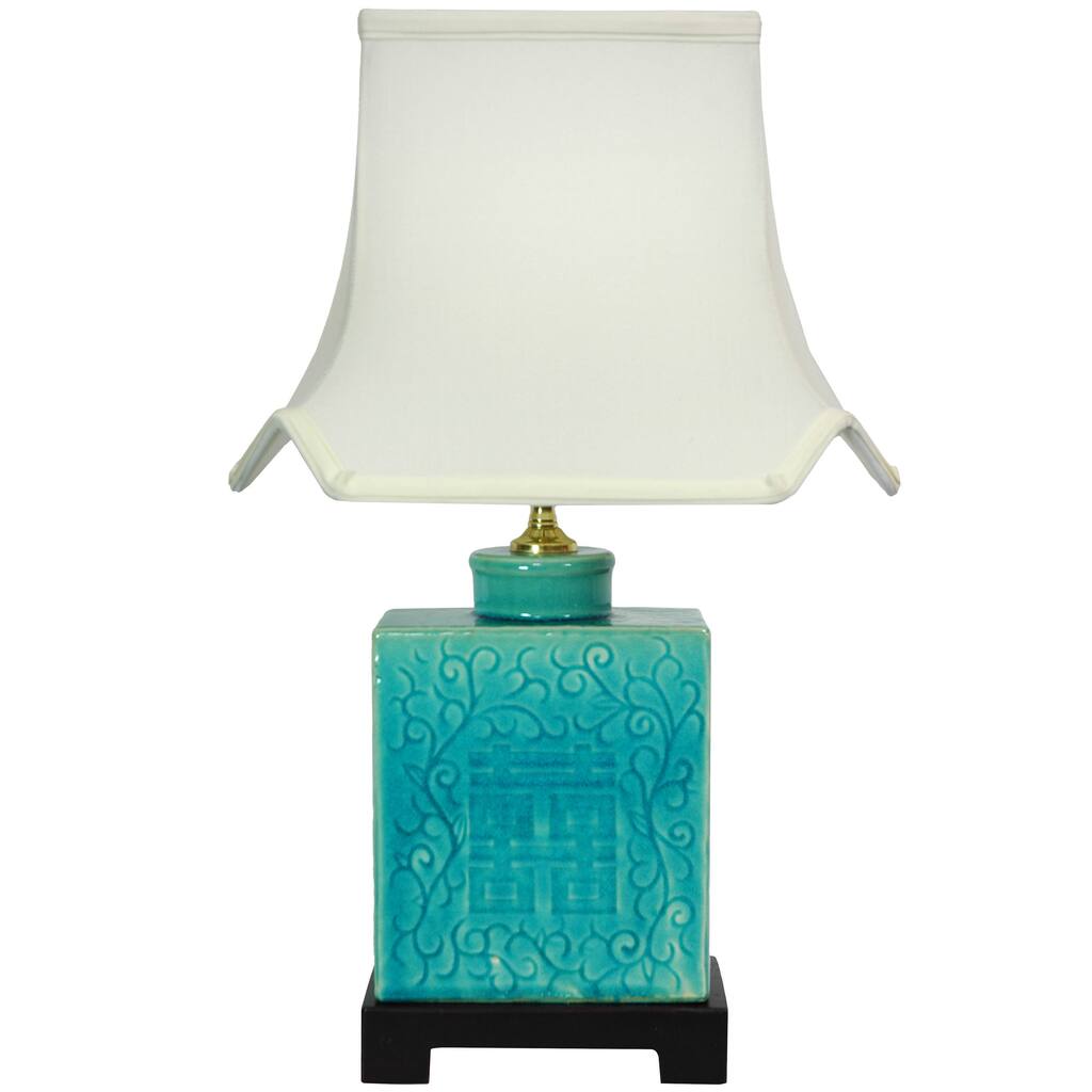 Handmade 19.5-inch Turquoise Vase Lamp (China)