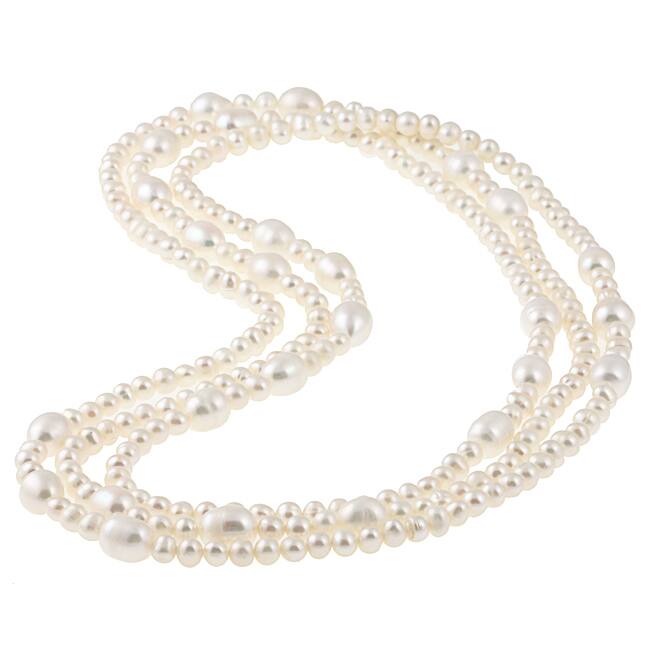 DaVonna White FW 6-7 and 8-9 mm Pearl 60-inch Endless Necklace