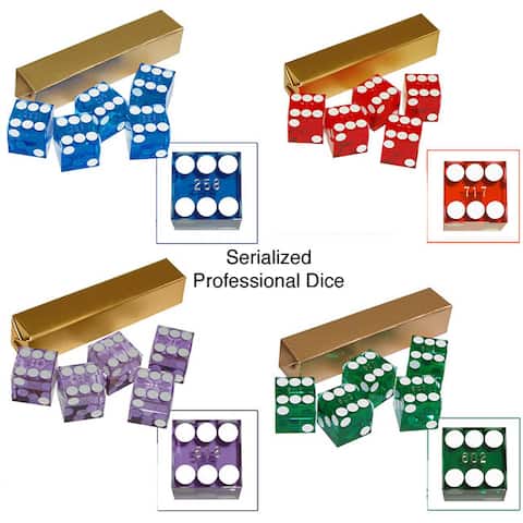 Five Numbered Serialized 19 mm Casino Craps Dice