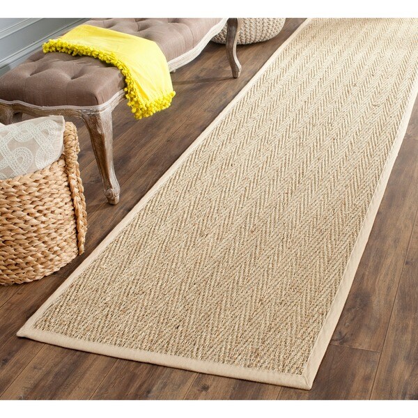 Safavieh Handwoven Sisal Natural/Beige Seagrass Bordered Runner (26