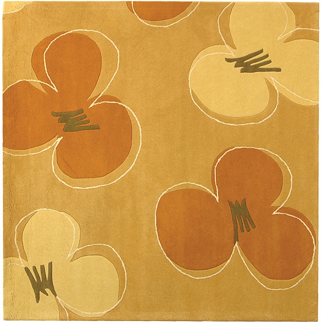 Handmade Soho Daisy Gold New Zealand Wool Rug (6 Square)