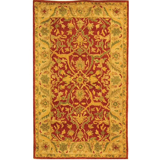 Handmade Antiquities Mahal Rust/ Beige Wool Rug (3 X 5)