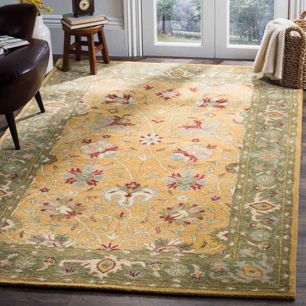 Safavieh Handmade Mashad Gold/ Green Wool Rug - 8'3 x 11'