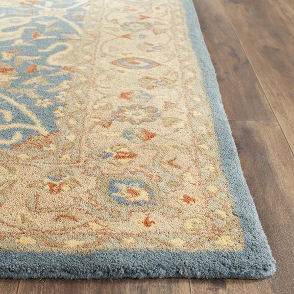 Safavieh Handmade Antiquities Mashad Blue/ Ivory Wool Rug - 7'6 x 9'6