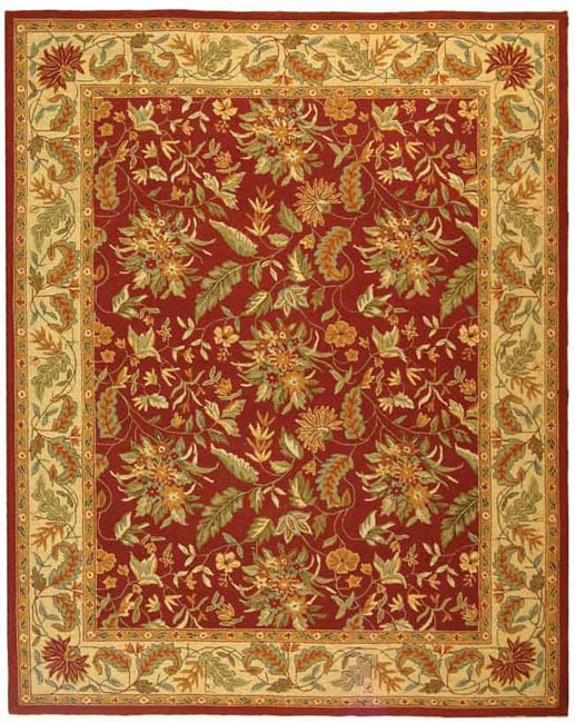 Handmade Paradise Red Wool Rug (89 X 119)