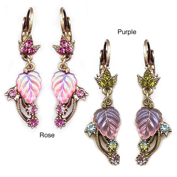 Sweet Romance Iridescent Glass Leaf Earrings Sweet Romance Crystal, Glass & Bead Earrings