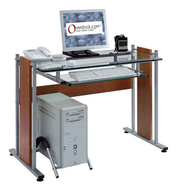 Glass-top Compact Computer Desk Workstation