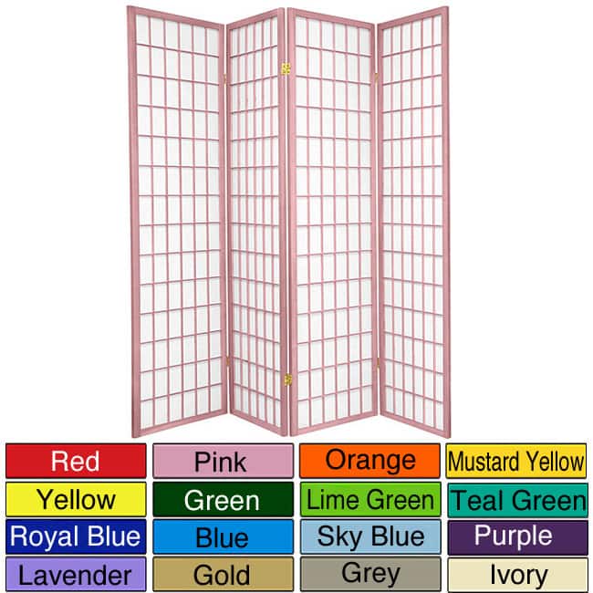 Handmade Wood and Rice Paper 6-foot 3-panel Windowpane Room Divider (China)