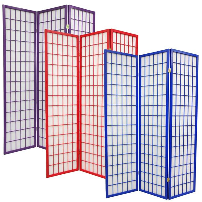 Handmade Wood and Rice Paper 6-foot 3-panel Windowpane Room Divider (China)
