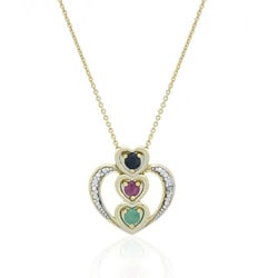 Glitzy Rocks Sterling Silver 18k Gold and Gemstone Heart Necklace. Opens flyout.