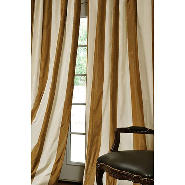 Exclusive Fabrics Signature Stripe Faux Silk Taffeta 84 Inch Curtain Panel Bed Bath And Beyond