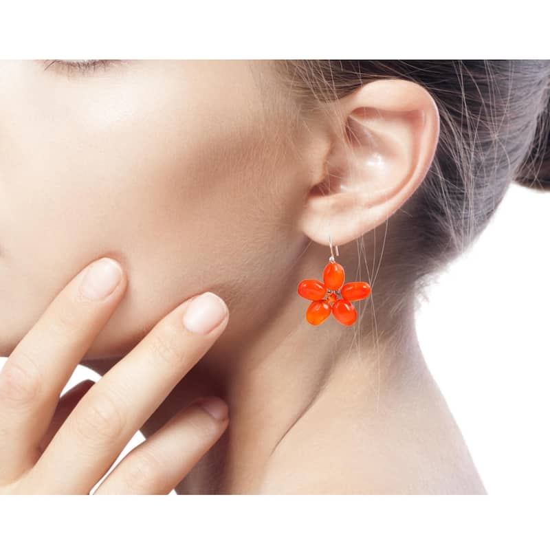 Handmade Mystic Carnelian Sterling Silver Dangle Earrings (Thailand)