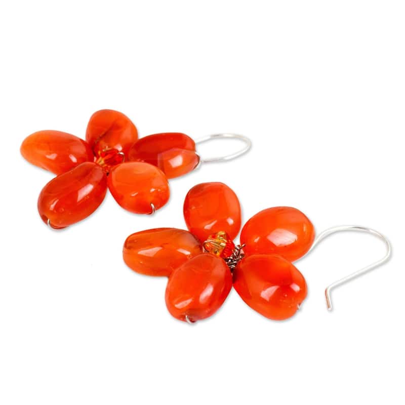 Handmade Mystic Carnelian Sterling Silver Dangle Earrings (Thailand)