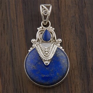 Shop Sterling Silver Lapis Lazuli Pendant (India) - Free Shipping Today ...