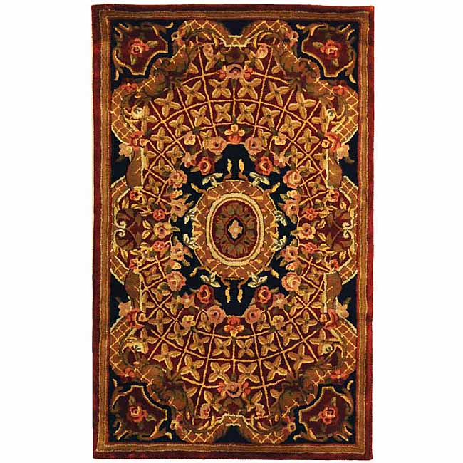 Handmade Classic Empire Burgundy/ Black Wool Rug (3 X 5)