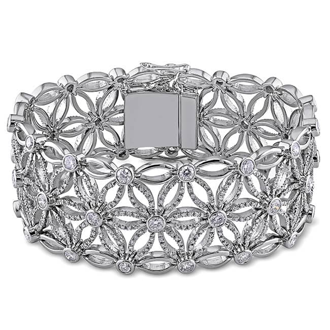 Miadora Signature Collection 18k White Gold 7 1/5ct Vintage Diamond Bracelet
