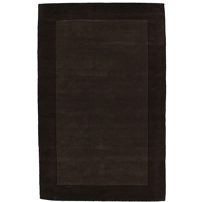 Hand-tufted Coffee Border Wool Rug - 8' x 10'6