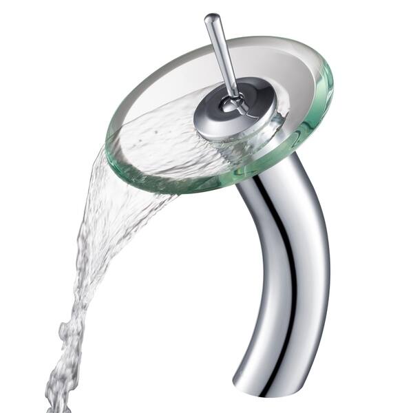 Shop Kraus Glass Vessel Sink With Waterfall Faucet In Chrome
