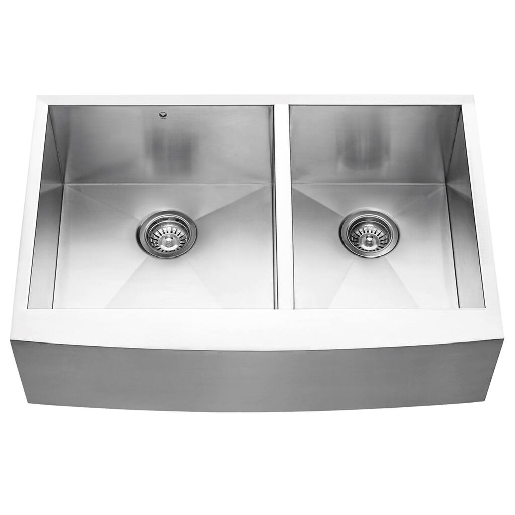 VIGO 33-inch Farmhouse Stainless Steel 16 Gauge Double Bowl Kitchen Sink