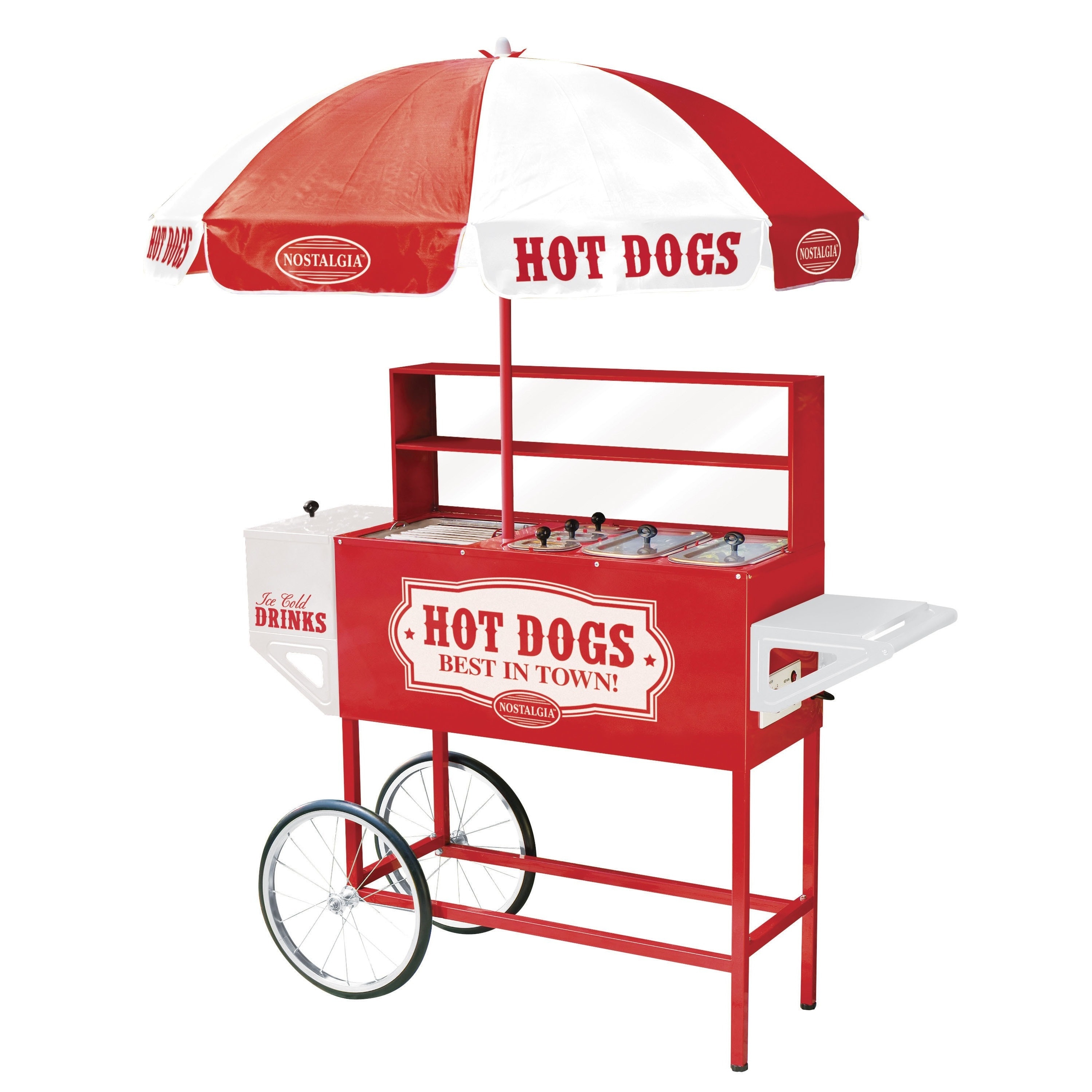 Nostalgia 48-inch Hot Dog Vending Cart with Umbrella - Bed Bath