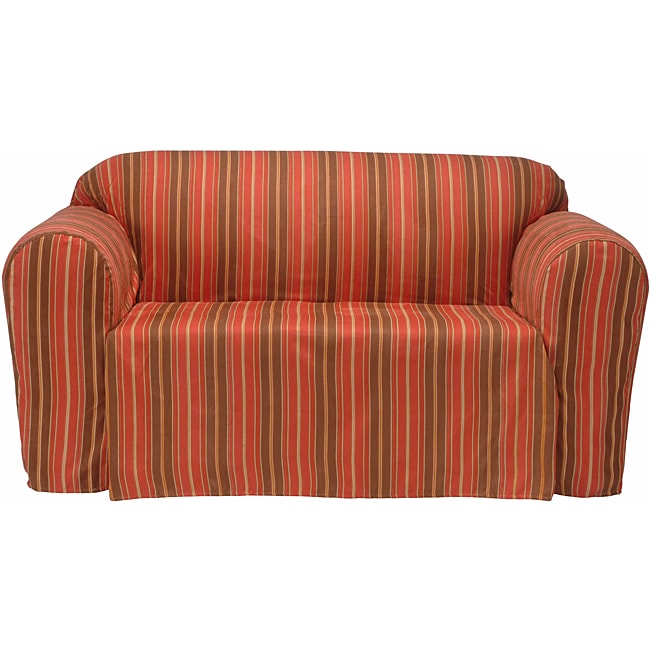 Boulevard Stripe Microsuede Sofa Drop Skirt Slipcover