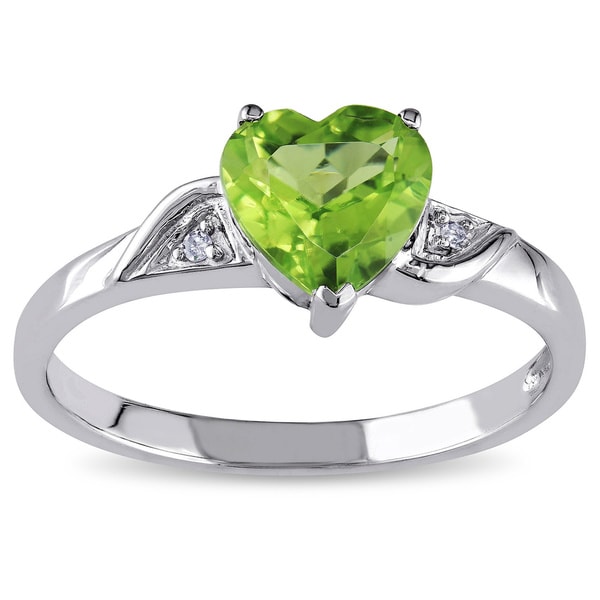 Shop Miadora 10k Gold Heart-shaped Peridot and Diamond Ring - On Sale ...