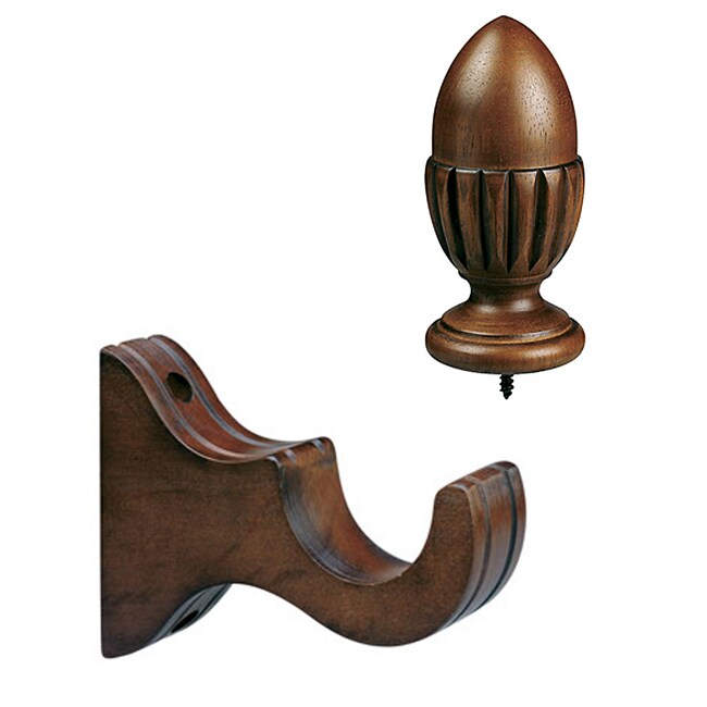Shop Walnut 8 Foot Fluted Drapery Rod With Acorn Finial Ships To