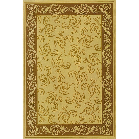 Scroll Indoor/ Outdoor Area Rug (2 X 76) (BrownPattern BorderMeasures 0.25 inch thickTip We recommend the use of a non skid pad to keep the rug in place on smooth surfaces.All rug sizes are approximate. Due to the difference of monitor colors, some rug 