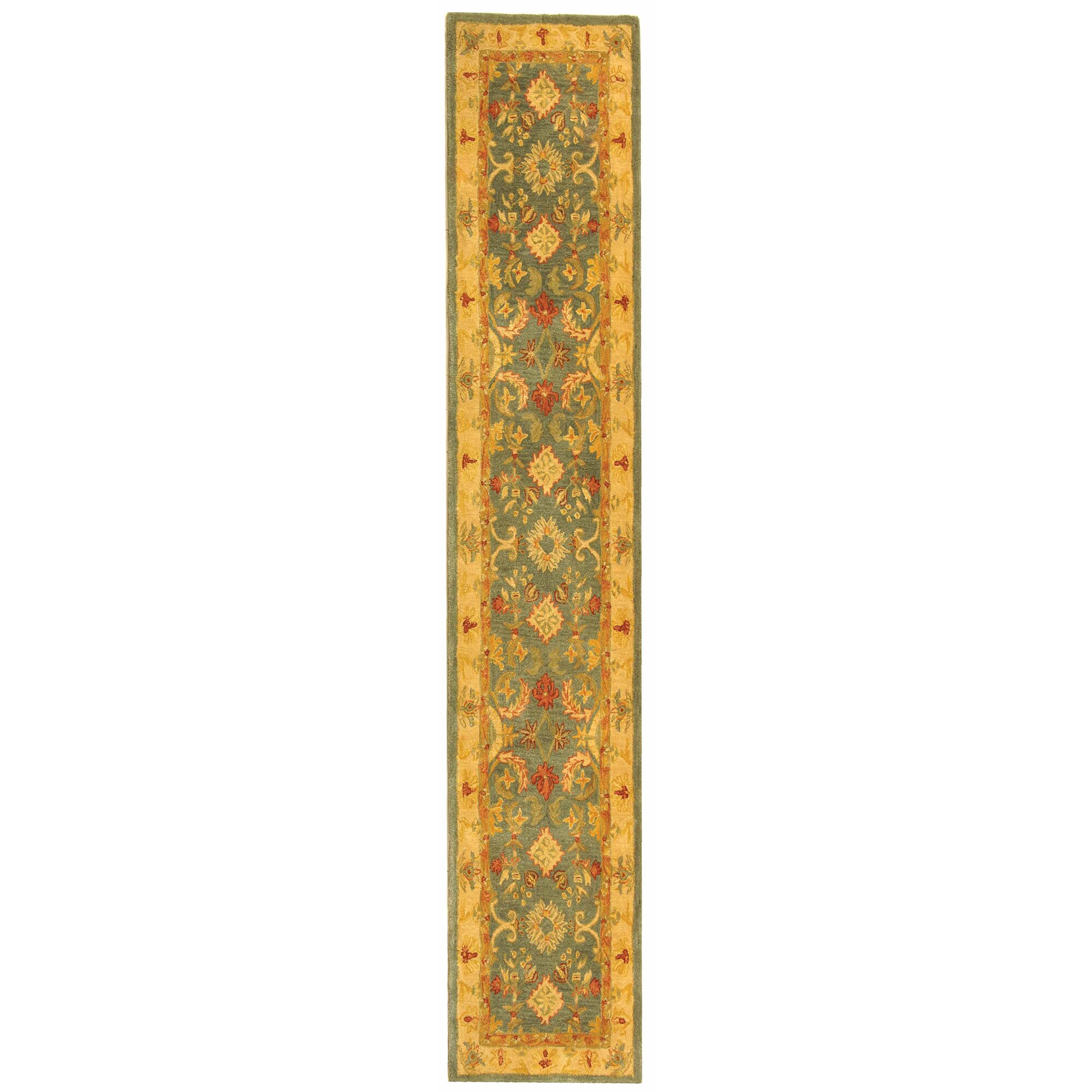 Handmade Legacy Light Blue Wool Runner (23 X 8) (BluePattern OrientalMeasures 0.625 inch thickTip We recommend the use of a non skid pad to keep the rug in place on smooth surfaces.All rug sizes are approximate. Due to the difference of monitor colors, 
